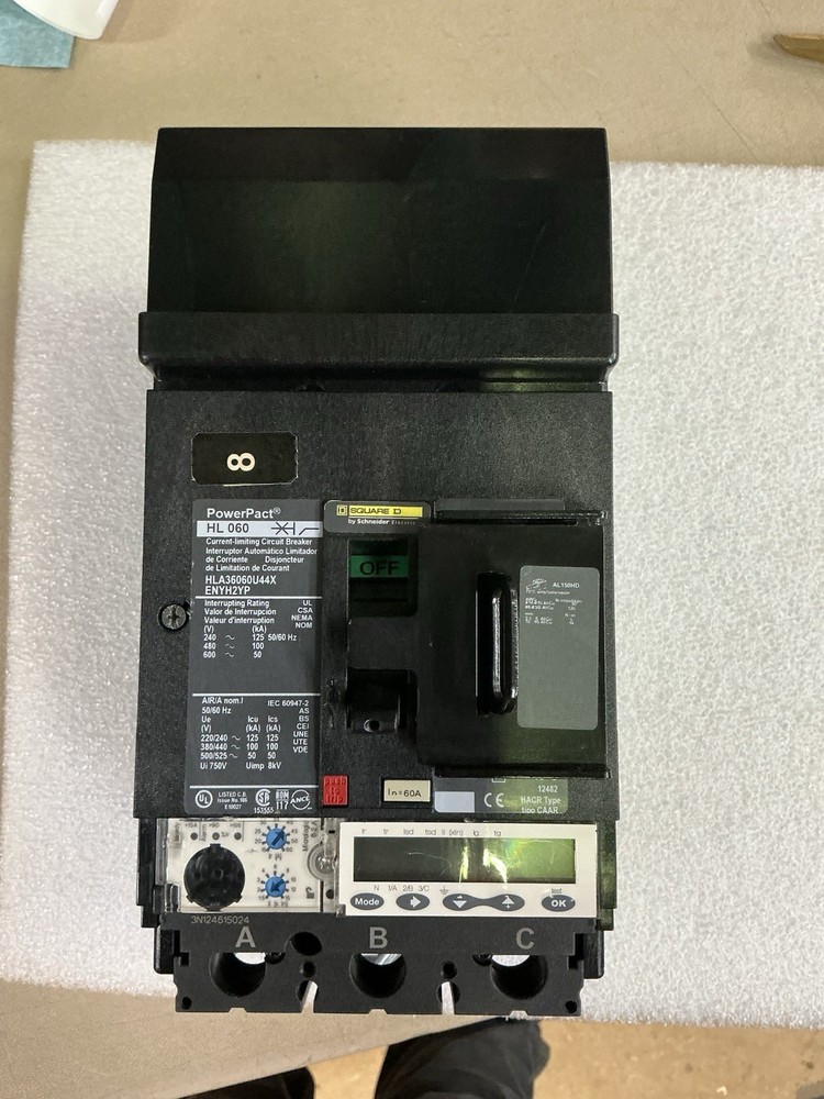 Square D Power Pact I-Line Circuit Breaker HLA36060U44XENYH2YP 60 Amp 600 Volt