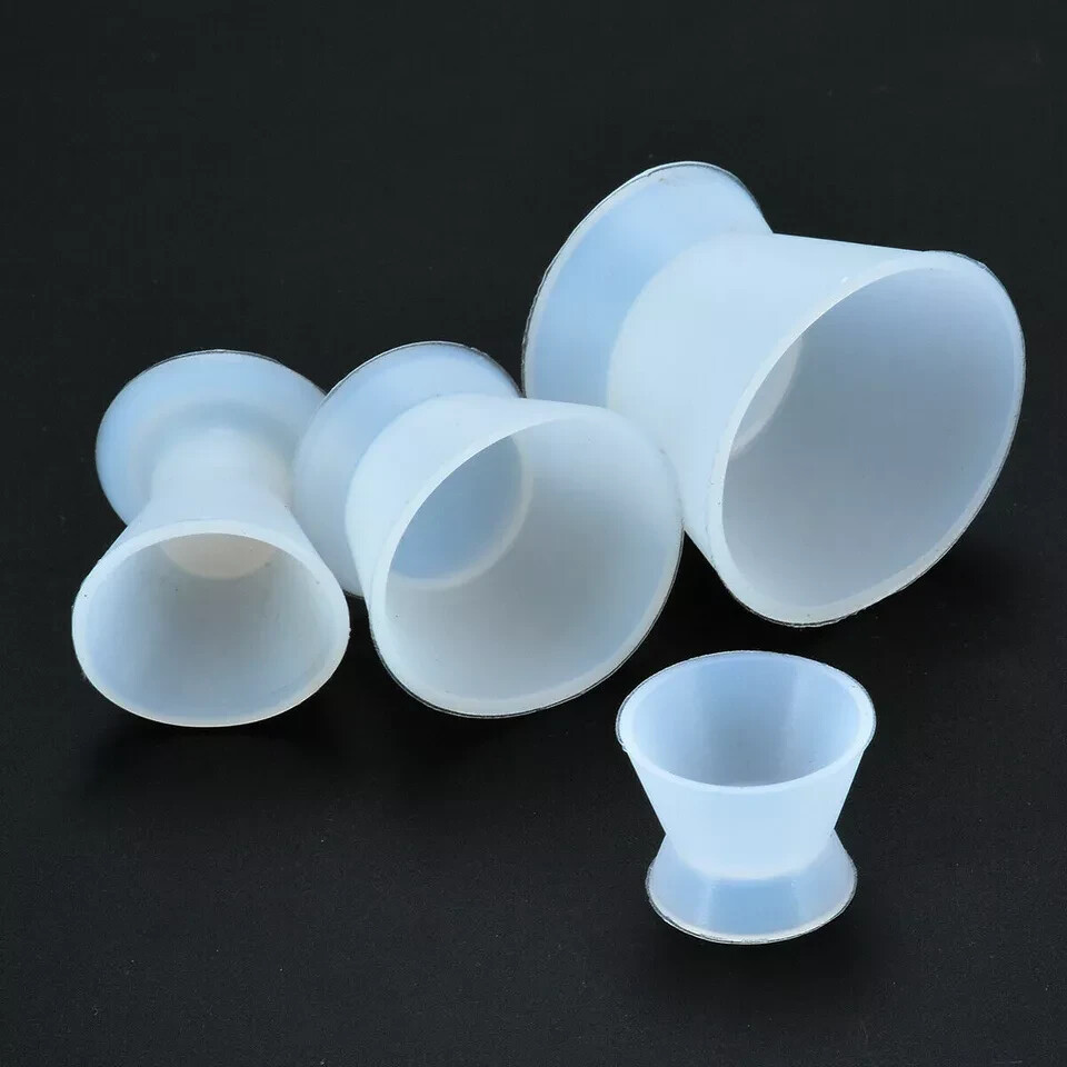 4Sets(16Pc) Dental Rubber Silicone Mixing Cup Acrylic Non-Stick Bowl Dappen Dish