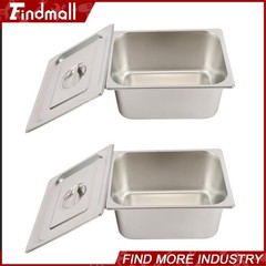 Findmall 2 Pack Hotel Pans 1/2 Size 6″ Deep Stainless Steel Steam Table with Lid
