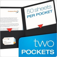 Oxford Twin-Pocket Folders, Textured Paper, Letter Size, Black, Holds 100