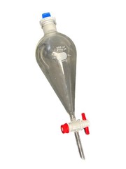 PYREX Glass 500mL Squibb Separatory Funnel PTFE 4mm Stpk #27 HDPE 6404-500 B