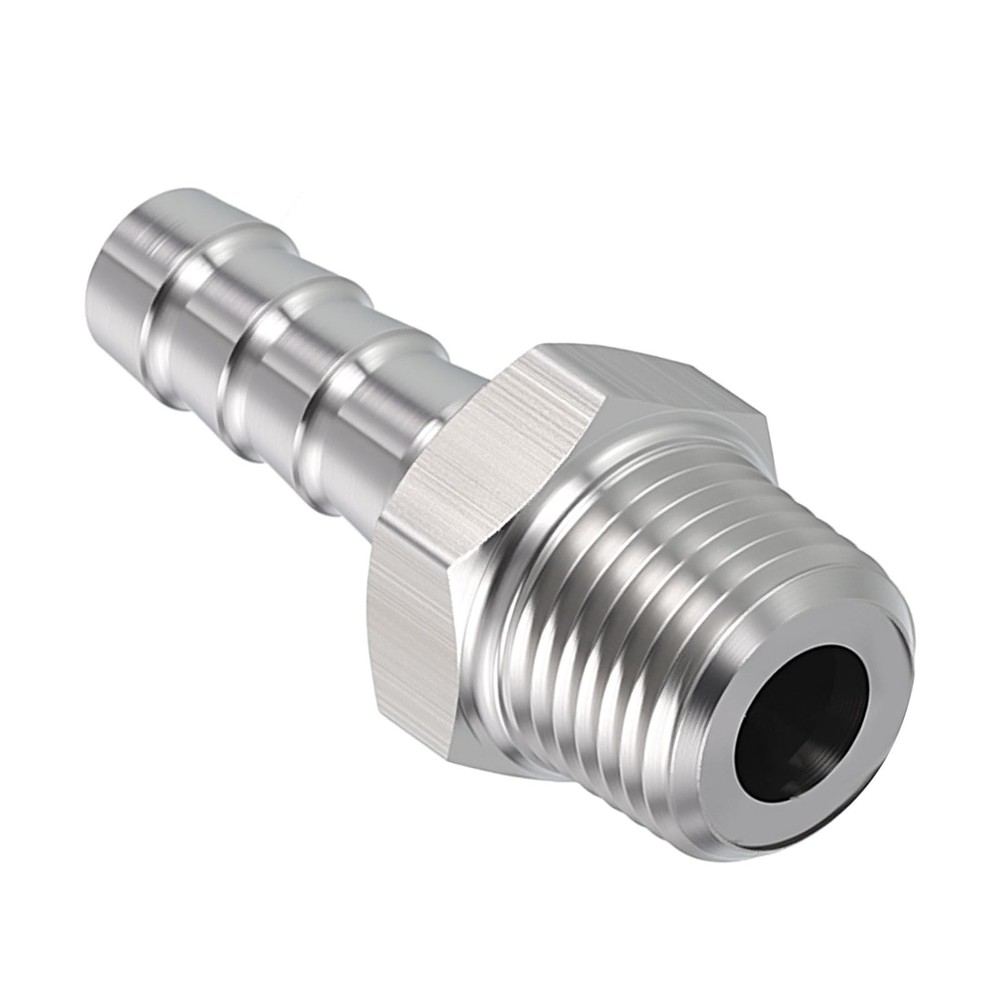 10 Pack Stainless Steel Hose Barb Fittings, 1/4 Hose Barb to 1/8 NPT Male