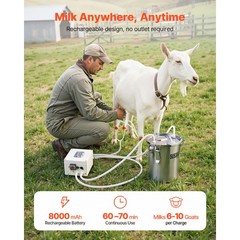 Uimoso Portable Goat Milking Machine with 1.8 Gal / 7 L Bucket for Livestock