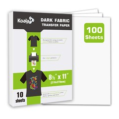 Bulk 100 Sheet Dark Heat Transfer Paper for Inkjet + Laser + Cricut 8.5×11 Koala
