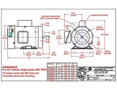 AC MOTOR, 1/2HP, 1725RPM, 1PH, 115V/208-230V, 56C/TEFC, WITH BASE