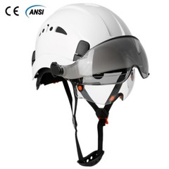 CE Safety Helmet With Visor Built In Goggles For Engineer Hard Hat ANSI Work Cap