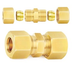 2 PCS 5/8×5/8 Inch OD Brass Compression Tube Union Connector Fitting
