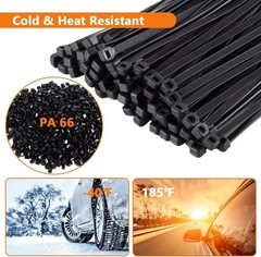 500Pcs Zip Ties Assorted Sizes Black Zip Ties with Screw Hole 100Pack 4/6/8/12 I