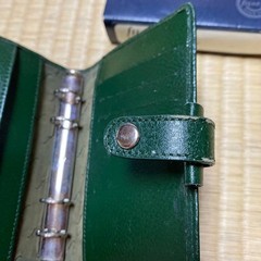 Filofax Leather Pocket Windsor 4 Hole Green Leather Cover Used W/ Box From Japan