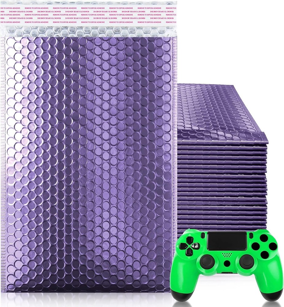 25 Purple METALLIC Poly Bubble 6.5 x 10.5 Mailers Mailing Padded Envelopes