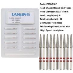 20 Types Zirconia Dental Diamond Burs FG Friction Grip for High Speed Handpiece