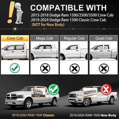 Aomsazto Floor Mats For 2013-2018 Dodge Ram 1500/2500/3500 Crew Cab All Weather