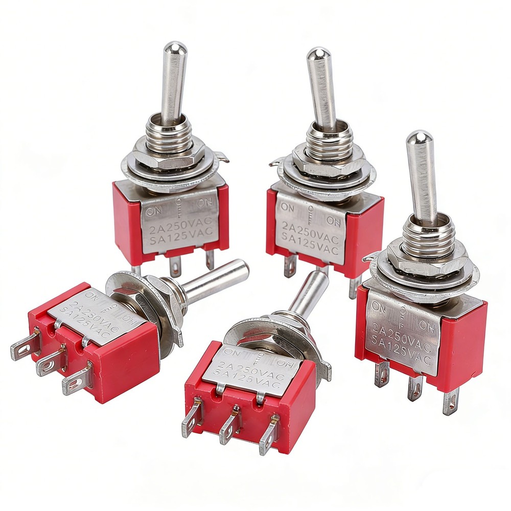 5 Pcs 2A/250VAC 5A/120VAC SPDT On/Off/On 3 Way 3 Pins Maintained Toggle Switch