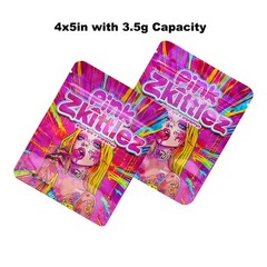 Food Safe 3.5g Stand Up Mylar Bags 100pcs Airtight Resealable Pouches Odor Proof