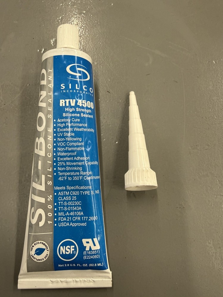 Silco Sil Bond 4500 RTV Silicone Adhesive Sealant 2.8 oz Silver