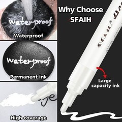 SFAIH Black & White Acrylic Paint Markers 1 Count (Pack of 8), &