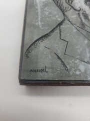 Vintage large letterpress printing block man’s profile portrait