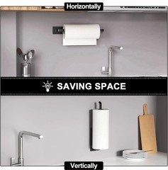 Matte Black Paper Towel Holder Self Adhesive Under Cabinet Kitchen Roll Dispense