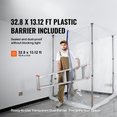 Uimoso Dust Barrier Poles 10 Ft Dust Barrier System with 4 Telescoping Poles