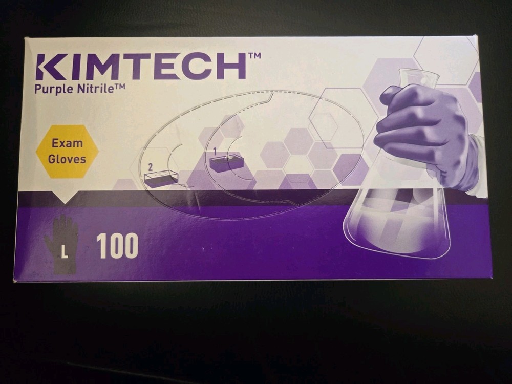 Kimtech 55083 Large Purple Nitrile Powder-Free Exam Gloves Box of 100 Gloves
