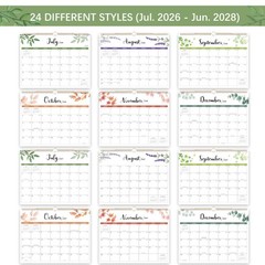 Calendar 2026-2028, 2 Years Wall 14.8” x 11.5”（2026-2027）, Light Green