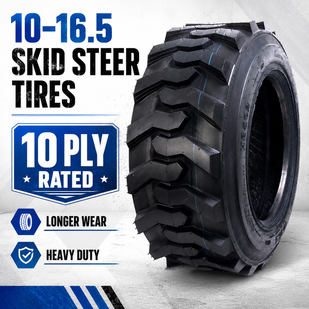 10-16.5 Skid Steer Tires 10 Ply 10×16.5 SKS Heavy Duty Deep Tread Tubeless NHS