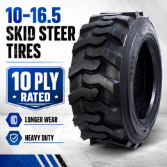 10-16.5 Skid Steer Tires 10 Ply 10×16.5 SKS Heavy Duty Deep Tread Tubeless NHS