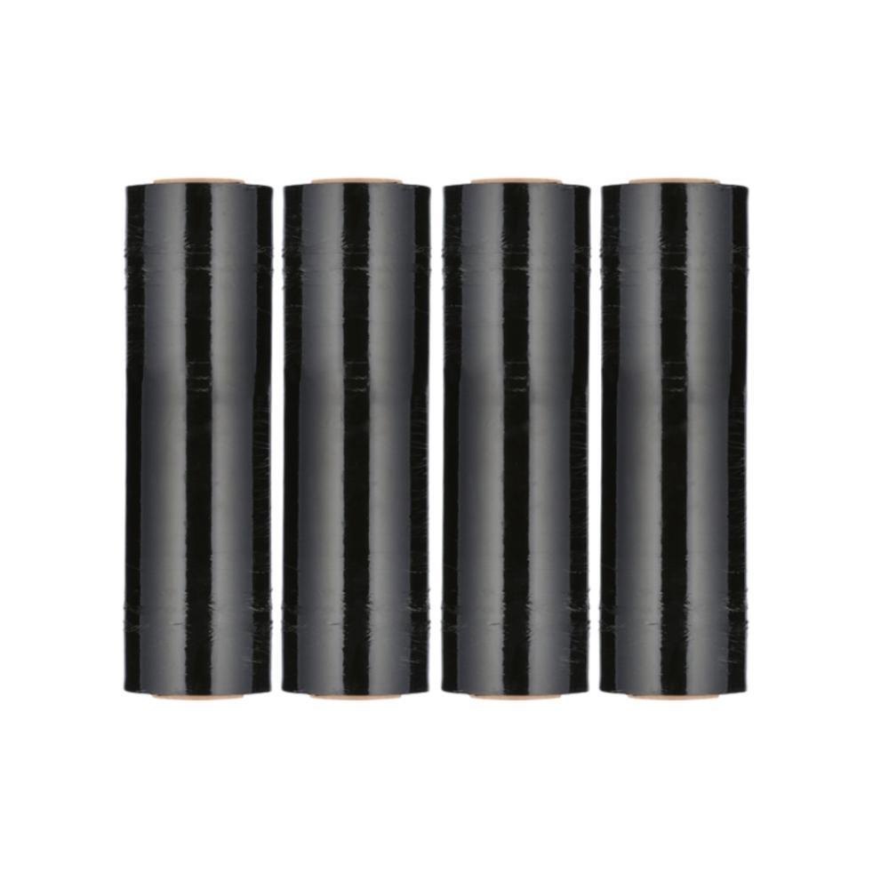 4 Rolls 18″x1000′ (100 Gauge) Bundling Stretch Film Hand Shrink Wrap, Dark Black