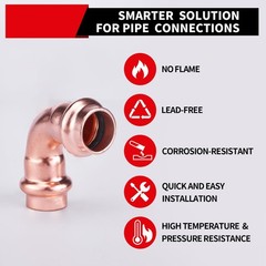 ROGVOC Copper Press Fitting 90 Degree Elbow Fittings, 10-Pcs 3/4 x 3/4 inch