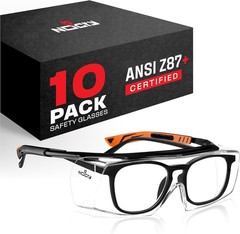 Over-Glasses Safety Goggles – Anti-Fog Lenses – 10 Pack