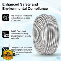 XRDS -RF 14/3 Metal Clad MC Cable 75FT, 14/3 Electrical Wire 3 Conductor Armo…