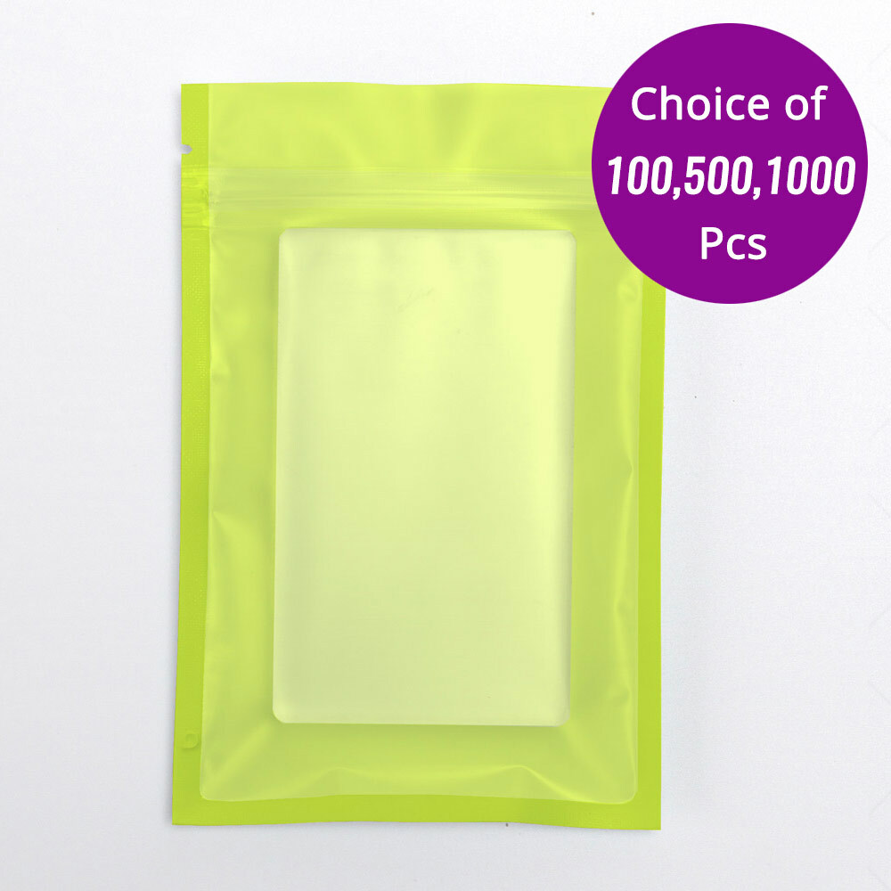 5x7in Matte Green Foil Mylar Flat Zip Lock Pouch Bag w/ Clear Back & Machine