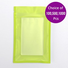 5x7in Matte Green Foil Mylar Flat Zip Lock Pouch Bag w/ Clear Back & Machine