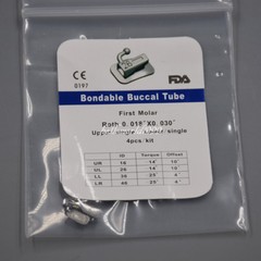 4 Pc Dental Buccal Tube Bondable Orthodontics Non-Convertible 1st Molar Roth 018