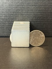 Neodymium Magnets 10 Pack Nickel Coated 1 Inch Square Silver 1”x 1”x 1/8” N42