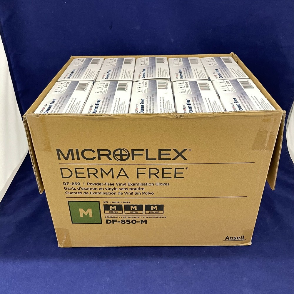 CASE OF 1000: Medium MICROFLEX Non-Latex Powder-Free Vinyl Gloves Clear DF-850-M
