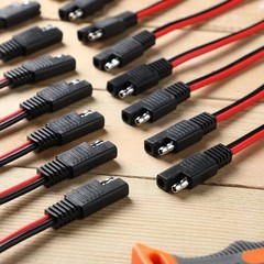 2 or 16 Pack SAE Connector 12 Inch 14 AWG Copper Wire 2 Pin Single Plug Connecto