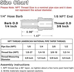 KOOTANS 4pcs Brass Hose Barb Fittings 1/4″ Hose Barb to 1/8 NPT Male Thread Air