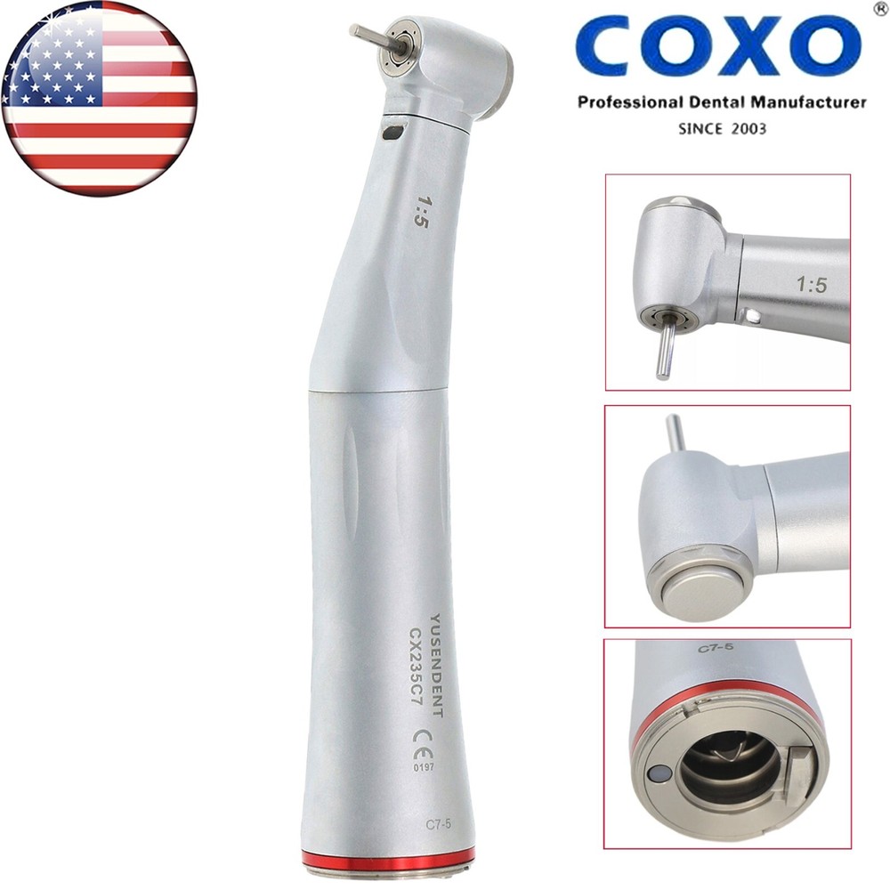 COXO Dental Electric Handpiece 1:5 High Speed Contra Angle Fiber Optic CX235C7-5