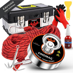 FINDMAG Magnet Fishing Kit, 2.95 inches(75mm)-700lb, Rectangular Toolbox