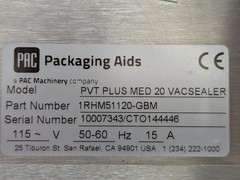 PAC Packaging Aids PVT Plus MED 20 Vacuum sealer