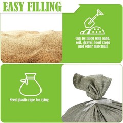 10 green heavy-duty woven sandbags, 16 x 24 in, for flood control/transportation