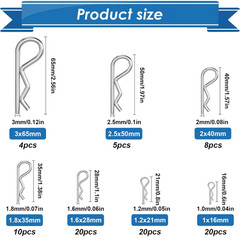 Cotter Pin Assortment Kit 304 Stainless Steel, 13 Sizes with R Clips, Cotter Pin
