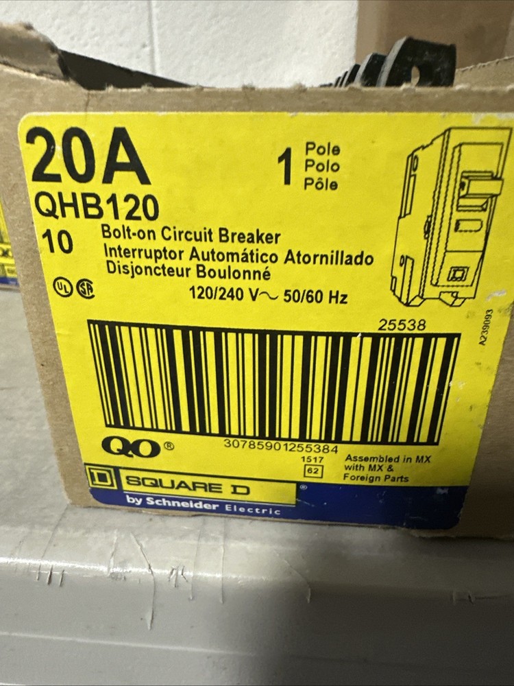 Square D QHB120 20Amp Circuit Breaker- New