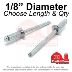 1/8″ Dome Head Blind Pop Rivets Aluminum/Aluminum Mandrel Plain (Pick Size &Qty)