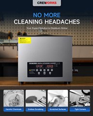 CREWORKS Ultrasonic Cleaner 15L Cleaning Equipment Industry Heated with Timer