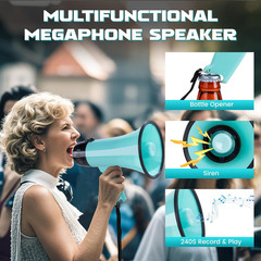 Mymealivos 20W Megaphone Bullhorn, Built in Siren & 240S Recording, 5.4″×8.6″ Po