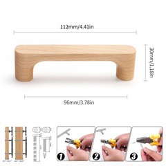 3.78 in beech 4 pcs Round Wooden Drawer Pulls cabinets Handle Kitchen Door
