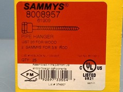Sammys 8008957 Threaded Rod Anchoring System 2″ Pipe Hanger GST 20 Wood 3/8 Rod
