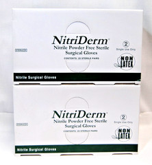 NitriDerm Nitrile Surgical Gloves Powder Free Sterile Size 7.5 50 Pairs T2515
